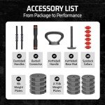 Versatile 3-in-1 Adjustable Dumbbell Kettlebell Barbell Set