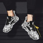 Men's High Top PU Leather Gym Sneakers – Gray