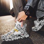 Men's High Top PU Leather Gym Sneakers – Gray