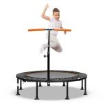 GYMAX 45'' Foldable Mini Trampoline with Handrail