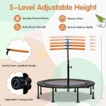 GYMAX 45'' Foldable Mini Trampoline with Handrail