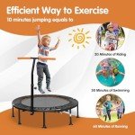 GYMAX 45'' Foldable Mini Trampoline with Handrail