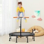 GYMAX 45'' Foldable Mini Trampoline with Handrail