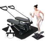 Quiet Adjustable Resistance Stair Stepper with Arm Bands