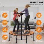 CLORIS Foldable Fitness Trampoline, 48" - Adjustable Foam Handle, Orange