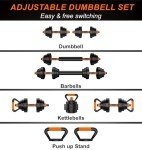 44LB Adjustable Dumbbell and Kettlebell Set