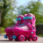 Kids Adjustable Pink Quad Roller Skates (Small)