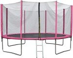 8ft Pink Trampoline with Safety Enclosure & Ladder