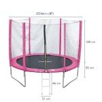 8ft Pink Trampoline with Safety Enclosure & Ladder