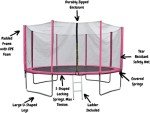 8ft Pink Trampoline with Safety Enclosure & Ladder