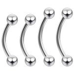 Curved J-Curve Barbell Vertical Labret Earrings