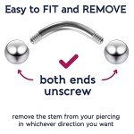 Curved J-Curve Barbell Vertical Labret Earrings