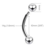 Curved J-Curve Barbell Vertical Labret Earrings