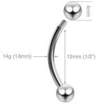 Curved J-Curve Barbell Vertical Labret Earrings