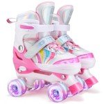 Adjustable Kids Quad Roller Skates with Light-Up Wheels