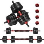 Adjustable 66LB Dumbbell and Barbell Set