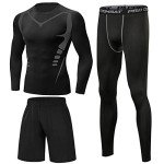 Men's 3-Piece Compression Workout Suit - Grey
