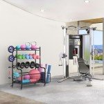 Yoga Mat & Exercise Equipment Storage Rack with Wheels