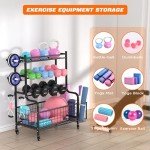 Yoga Mat & Exercise Equipment Storage Rack with Wheels
