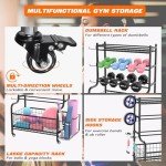 Yoga Mat & Exercise Equipment Storage Rack with Wheels