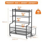 Yoga Mat & Exercise Equipment Storage Rack with Wheels