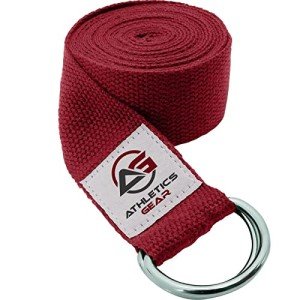 Durable 6ft Yoga Strap with Metal Buckle - Red