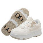 Mateju Kids Retractable Roller Skate Shoes - Beige
