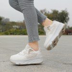 Mateju Kids Retractable Roller Skate Shoes - Beige