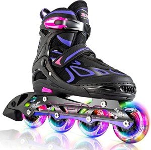 Adjustable Light-Up Inline Skates for Kids – Purple