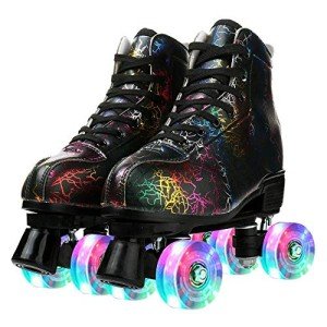 XUDREZ Unisex 4-Wheel Roller Skates - Lightning Black