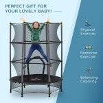 Kids 4.6FT Trampoline with Safety Enclosure