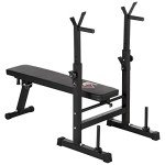 Foldable Adjustable Weight Bench with Barbell Rack