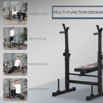 Foldable Adjustable Weight Bench with Barbell Rack