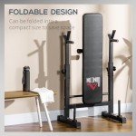 Foldable Adjustable Weight Bench with Barbell Rack