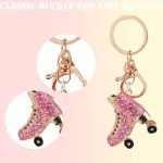 Cute Rhinestone Ice Skating Keychain for Women