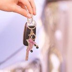 Cute Rhinestone Ice Skating Keychain for Women