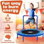 Happin Kids Mini Trampoline with Handlebar & Safety Pad