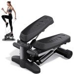 Portable Black Stair Stepper with Resistance Band