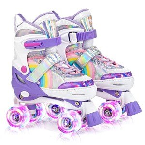 Adjustable Unicorn Roller Skates for Kids - Purple
