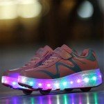 Kids LED Rechargeable High-Top Roller Skates - Pink