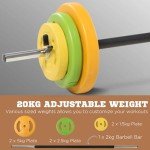 Adjustable 20kg Barbell Weights Set for Home Fitness