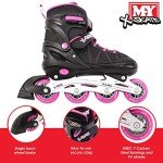 Pink Adjustable Inline Roller Skates for Kids