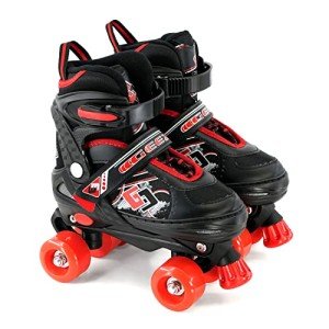 Adjustable Quad Roller Skates for Kids (Red)