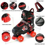 Adjustable Quad Roller Skates for Kids (Red)