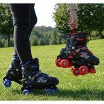 Adjustable Quad Roller Skates for Kids (Red)