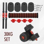 Adjustable 30Kg Dumbbells & Barbell Set for Home Gym