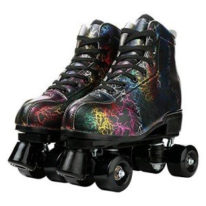 Shiny PU Leather Roller Skates for Beginners