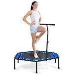 GYMAX Hexagonal Trampoline with Adjustable Handle
