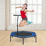 GYMAX Hexagonal Trampoline with Adjustable Handle