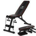 Foldable Adjustable Weight Bench with Resistance Bands